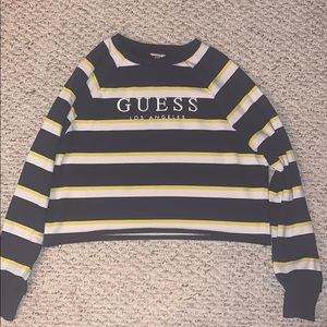 Cropped Striped Guess Crewneck Sweatshirt